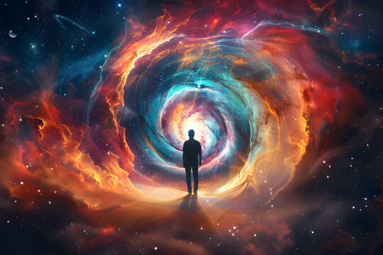 Fototapeta Conceptual Art Depicting Theory of Time Travel Amidst Cosmos