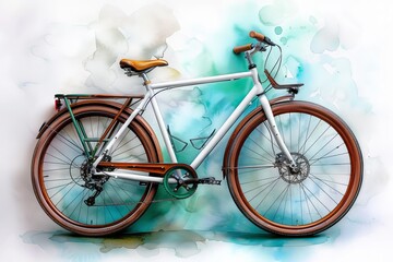 Fototapeta premium Elegant Watercolor Illustration of a Bicycle with Soft Strokes