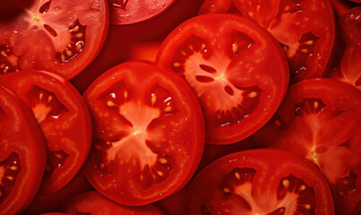 A close up of a red tomato slice