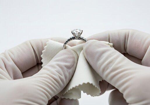 Cleaning Diamond Ring with Soft Cloth for Jewelry Maintenance