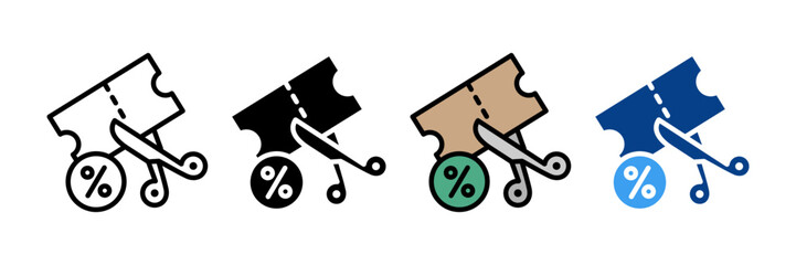 Coupon Scissors Icon Set Multiple Style Collection