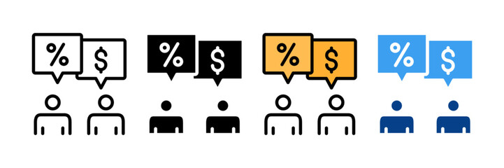 Price Negotiation Icon Set Multiple Style Collection