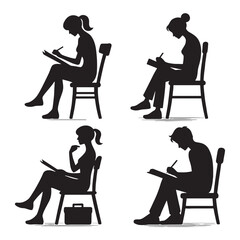 Thoughtful Writer silhouette, expressing deep reflections - Writer illustration - Minimalist Writer vector - Profession silhouette
