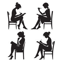 Inspired Writer silhouette, capturing imagination on paper - Writer illustration - Minimalist Writer vector - Profession silhouette
