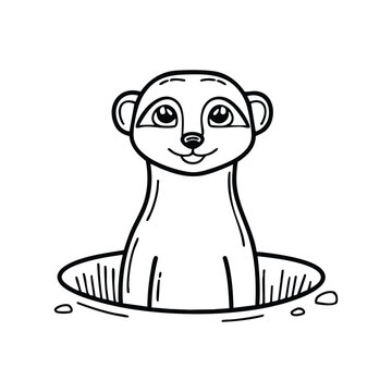 recommend clip art: Meerkat peeking out from a burrow entrance