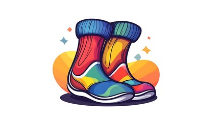 Colorful Knit Socks Illustration: A Vibrant Digital Design AI Generated