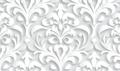 Elegant White Floral Pattern on Soft Gray Background for Design