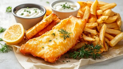 Indulge in the delectable delight of crispy fish and chips, a classic culinary combination that tantalizes the taste buds with its harmonious blend of textures and flavors The golden-brown, battered