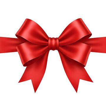 red ribbon bow on white background, PNG transparent