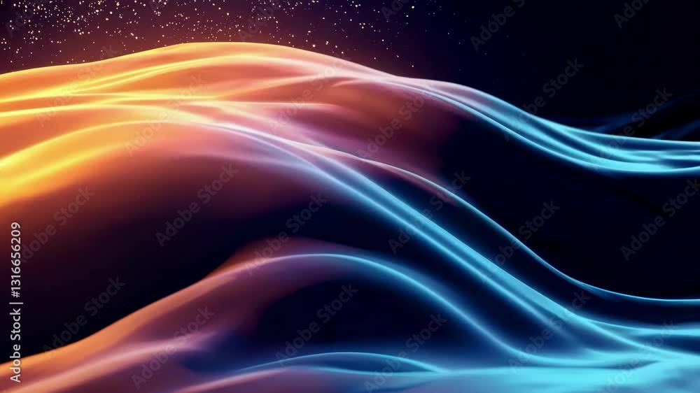 Poster Abstract colorful waves in gradient light, smooth flow. Digital art concept