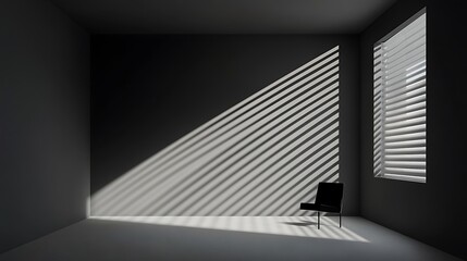 Obraz premium Sunlight Streaks Across a Minimalist Room: A 3D Render AI Generated