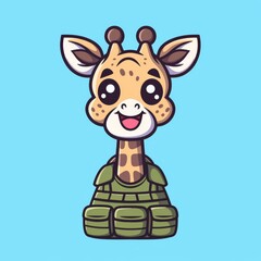 Obraz premium Cute Giraffe Backpack Cartoon