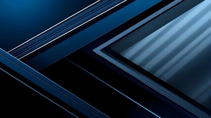 Obraz premium Abstract geometric design with dark blue tones, featuring diagonal lines, layered shapes, and a modern, minimalist aesthetic
