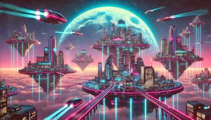 Advanced Floating Metropolis in a Sci-Fi Universe