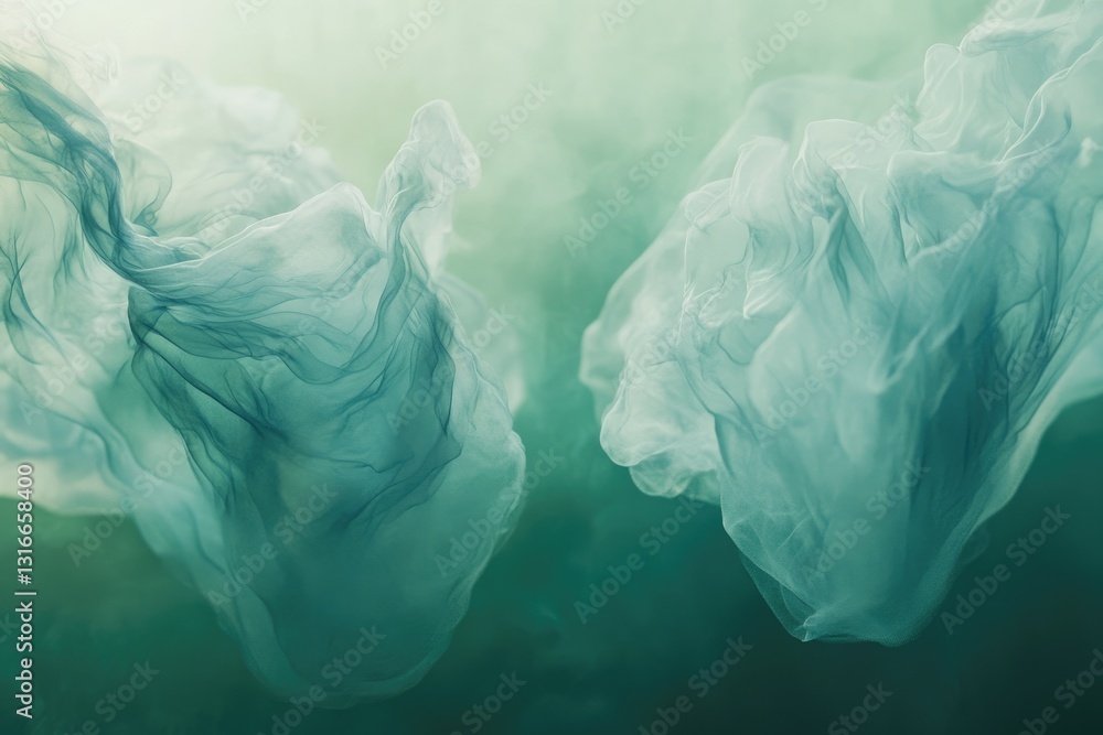 Aufkleber abstract image of flowing teal fabric, creating a dreamy and ethereal effect.