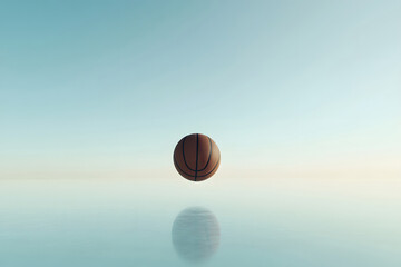 Flying Basketball Above the Hoop Photo