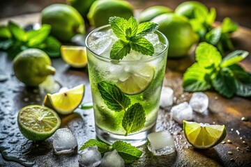 Cool down with this refreshing mojito!  Muddle mint and lime, add rum, ice, and enjoy summer.