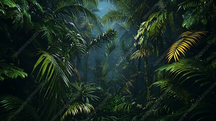 Fototapeta premium Lush Green Tropical Rainforest Digital Art