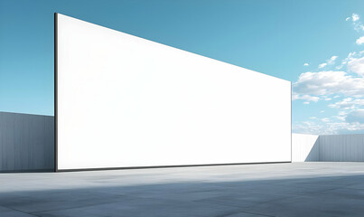 Large Blank Wall in Modern Open Space Under Clear Blue Sky