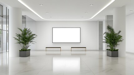 Modern Office Lobby with Blank Canvas: 3D Architectural Visualization AI Generated