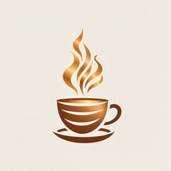 Obraz premium Coffee cup with steam on a light background