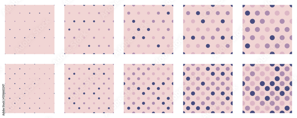 Poster set polka dots seamless vector pattern. simple background for web or print. abstract surface.