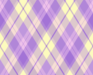 Argyle pattern of geometric rhombus. Harlequin check wallpaper design. Classic diamond shaped textile material for web background, print fabric clothing, sweater, wrapping paper, gift card, invitation