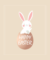 Adorable Bunny Emerging from an Easter Egg