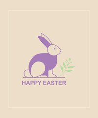 Fototapeta premium Vector Illustration of a Minimalist Bunny for Happy Easter