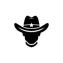 hat cowboy logo black and white