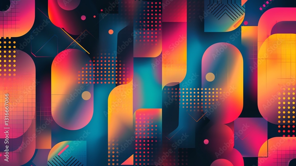 Poster abstract background with geometric shapes in vibrant colors.