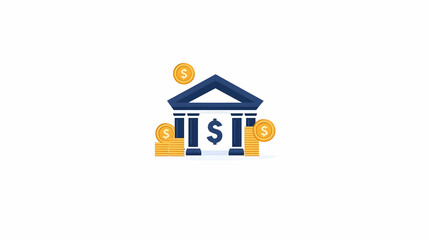 Banking Icon with Dollar Sign and Coins Ideal for Financial Themes
