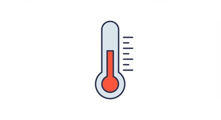 Illustrated Thermometer Icon with Rising Temperature