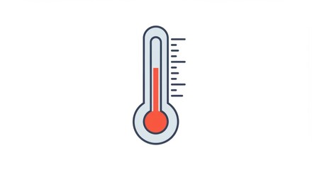 Illustrated Thermometer Icon with Rising Temperature
