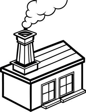 recommend clip art: Chimney with smoke vector silhouette line art 