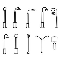 Set of different floor lamps and torchieres with fabric and paper lampshades. Modern and classic lighting fixtures.