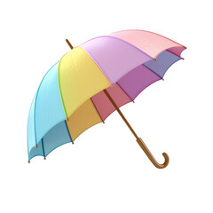 Pastel Rainbow Umbrella for Isolated Background.