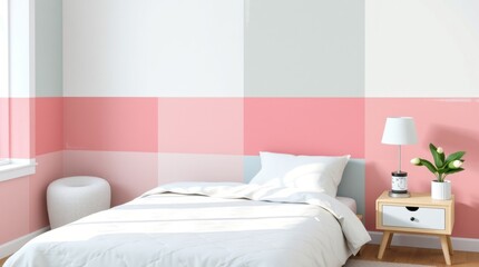 Bedroom Interior with Modern Design and Pastel Color Scheme for Relaxation