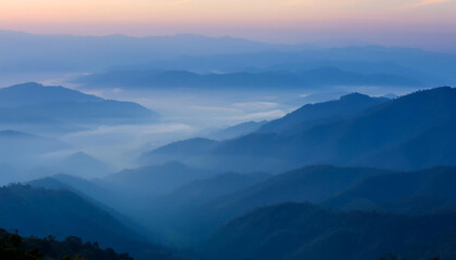foggy sunrise in the mountains wallpaper background