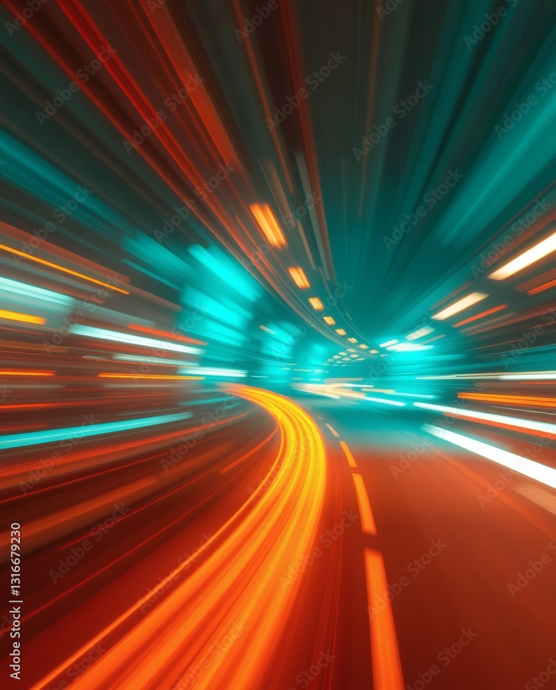 Aufkleber the mesmerizing tunnel vision effect with speeding lights creating a futuristic and dynamic scene