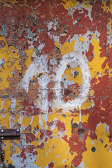 Number 40 on a damaged metal surface. 10