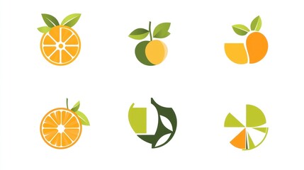 Obraz premium Citrus fruit slices, stylized graphic design, abstract, food illustration, graphic element
