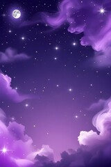 Fototapeta premium Mystical Purple Gradient Sky with Moonlight, Stars, and Dreamy Clouds Phone Wallpaper 