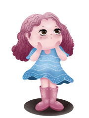 Little girl with pink hair