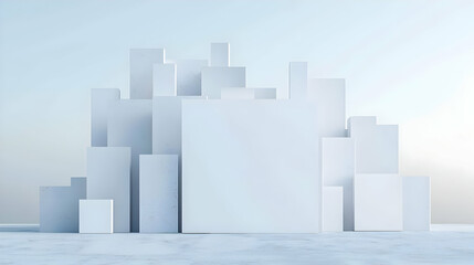 White Geometric Shapes with Soft Light Background for Creative Use