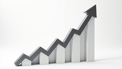 Growth chart with upward trend on white background