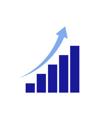 business graph with arrow with two tone