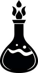 Esoteric alchemy and glass elixir poison vector silhouette line art 