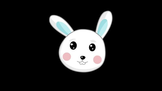 Animated video of an easter bunny head on a black background, art, cartoon, chocolate.