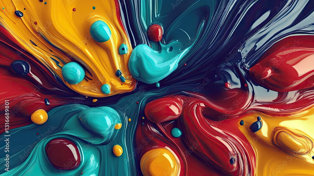 Poster vibrant splashes of color convey lively energy in dynamic paint creation